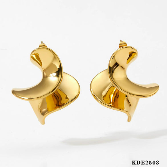 Wholesale Geometric Irregular Ring Earrings Set In Stainless Steel With Electroplating For Women Niche Design Fashionable