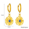 Wholesale Geometric Irregular Round Blue Diamond Sunflower Pendant Earrings Titanium Steel Electroplated For Women
