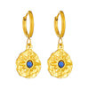 Wholesale Geometric Irregular Round Blue Diamond Sunflower Pendant Earrings Titanium Steel Electroplated For Women