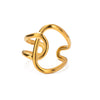 Wholesale Geometric Irregular Simple Titanium Steel Ring With Pvd Vacuum Real Gold Electroplating For Unisex