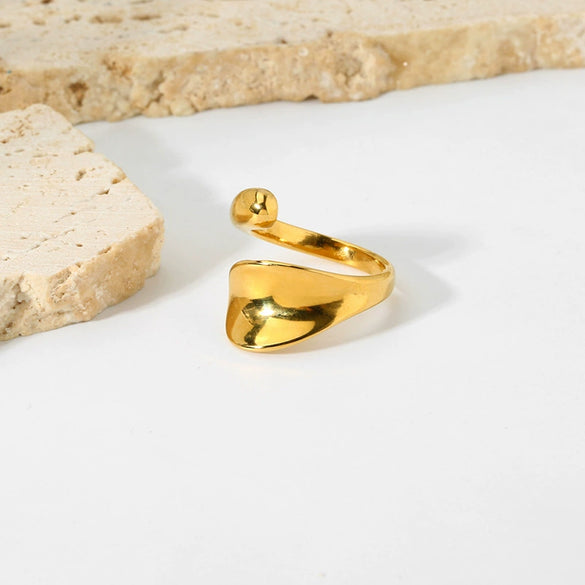 Wholesale Geometric Irregular Smooth Bypass Stainless Steel Electroplated Open Ring For Women