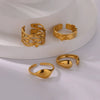 Wholesale Geometric Irregular Smooth Open Stainless Steel Ring With Electroplating In Cold Style