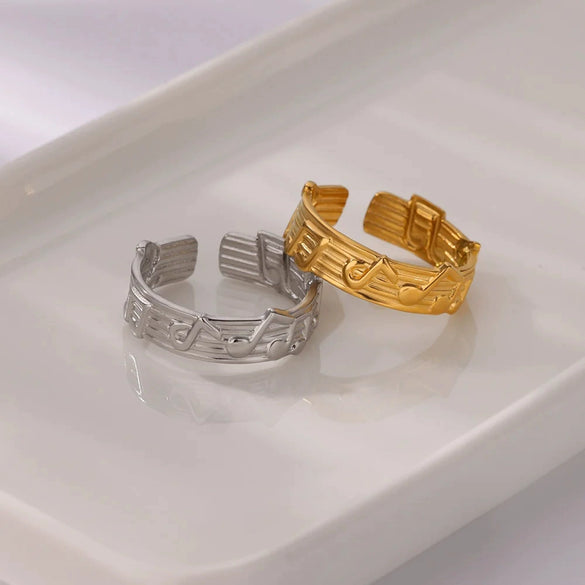 Wholesale Geometric Irregular Smooth Open Stainless Steel Ring With Electroplating In Cold Style