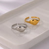 Wholesale Geometric Irregular Smooth Open Stainless Steel Ring With Electroplating In Cold Style
