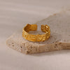Wholesale Geometric Irregular Smooth Open Stainless Steel Ring With Electroplating In Cold Style