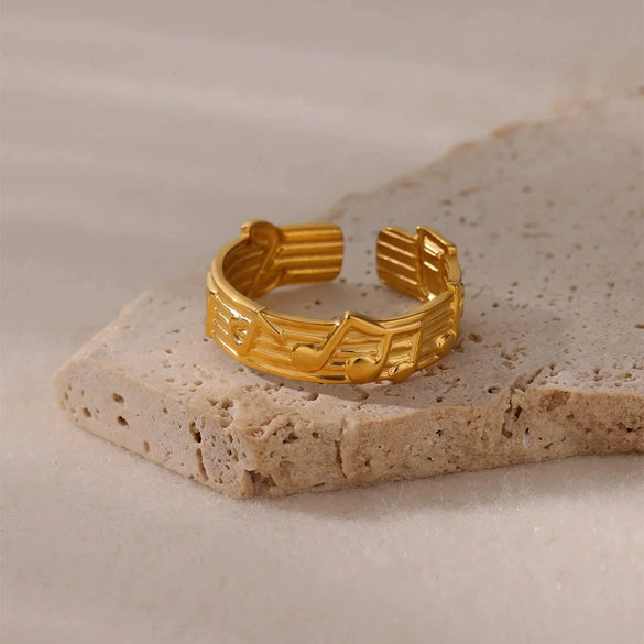 Wholesale Geometric Irregular Smooth Open Stainless Steel Ring With Electroplating In Cold Style