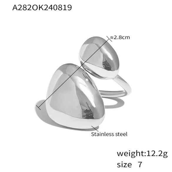 Wholesale Geometric Irregular Smooth Opening Ring In Stainless Steel With 18K Gold Plated Electroplating For Women