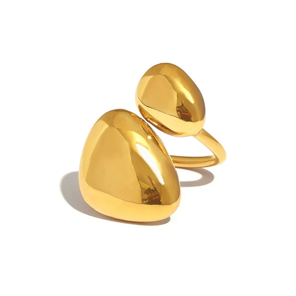 Wholesale Geometric Irregular Smooth Opening Ring In Stainless Steel With 18K Gold Plated Electroplating For Women