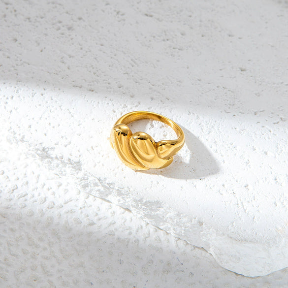 Wholesale Geometric Irregular Twist Lines Stainless Steel Ring With Electroplating For Couple Fashion Commuter Personality Accessories