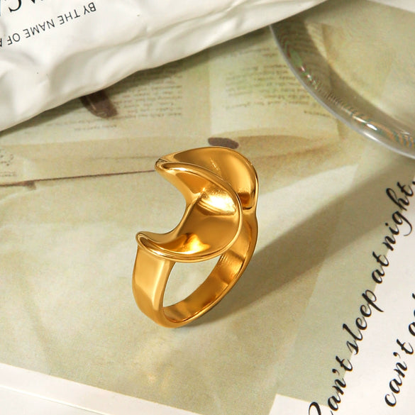Wholesale Geometric Irregular Twisted Stainless Steel Electroplated Rings For Women Jewelry Accessories