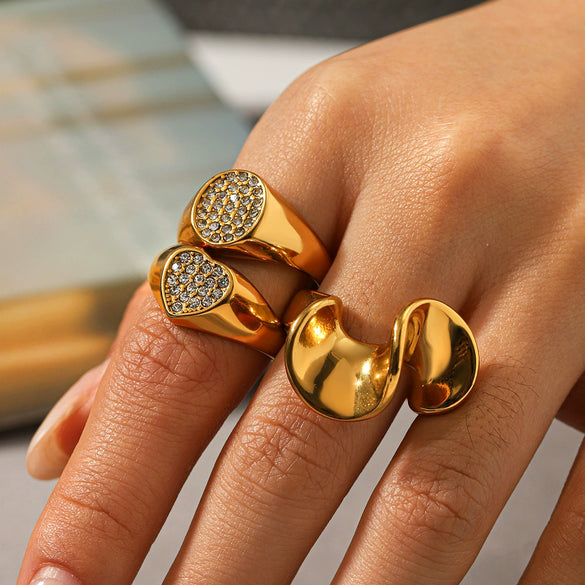 Wholesale Geometric Irregular Twisted Stainless Steel Electroplated Rings For Women Jewelry Accessories