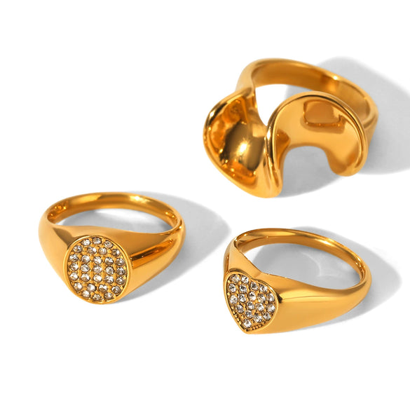 Wholesale Geometric Irregular Twisted Stainless Steel Electroplated Rings For Women Jewelry Accessories