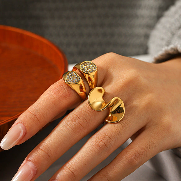 Wholesale Geometric Irregular Twisted Stainless Steel Electroplated Rings For Women Jewelry Accessories