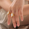 Wholesale Geometric Irregular White Seashells Ring Titanium Steel 18K Gold Plated For Women