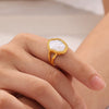 Wholesale Geometric Irregular White Seashells Ring Titanium Steel 18K Gold Plated For Women