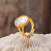 Wholesale Geometric Irregular White Seashells Ring Titanium Steel 18K Gold Plated Retro Creative Design For Women