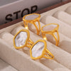Wholesale Geometric Irregular White Seashells Ring Titanium Steel 18K Gold Plated Retro Creative Design For Women