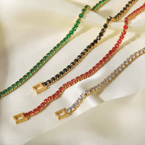 Wholesale Geometric 14K Gold Inlaid With Zircon Stainless Steel Bracelet For Women