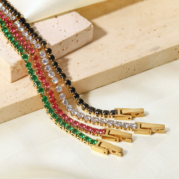 Wholesale Geometric 14K Gold Inlaid With Zircon Stainless Steel Bracelet For Women