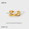Wholesale Geometric 18K Gold Plated Stainless Steel Cross Inlaid White Diamond Open Ring For Women