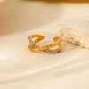 Wholesale Geometric 18K Gold Plated Stainless Steel Cross Inlaid White Diamond Open Ring For Women