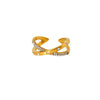 Wholesale Geometric 18K Gold Plated Stainless Steel Cross Inlaid White Diamond Open Ring For Women