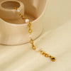 Wholesale Geometric 18K Gold Plated Stainless Steel Freshwater Pearl Bracelet For Women