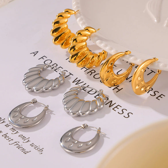 Wholesale Geometric 18K Gold Plated Titanium Steel Twist Earrings For Women