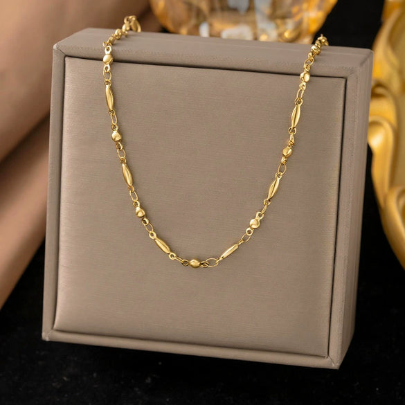 Wholesale Geometric 18K Gold Real Gold Plated In The Furnace Light Luxury Style Bracelet And Clavicle Necklace For Women