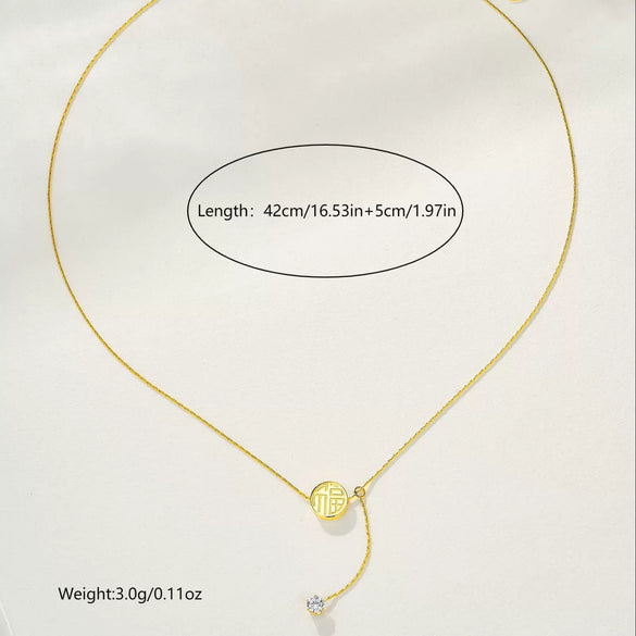 Wholesale Geometric 14K Plated Stainless Steel Tassel Clavicle Chain Jewelry