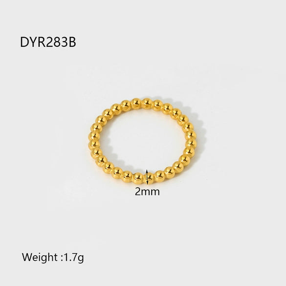 Wholesale Geometric Knot Beads Stainless Steel Goldplated Plain Ring Women's Jewelry Accessories