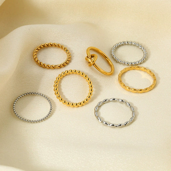Wholesale Geometric Knot Beads Stainless Steel Goldplated Plain Ring Women's Jewelry Accessories