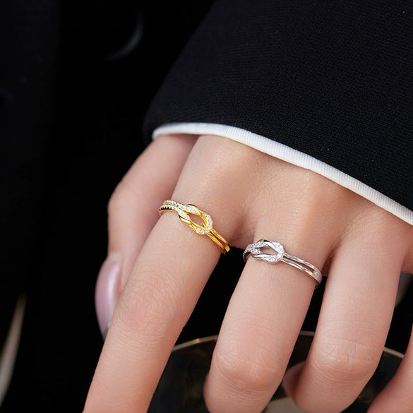 Wholesale Geometric Knotted Ring 925 Sterling Silver With Diamonds