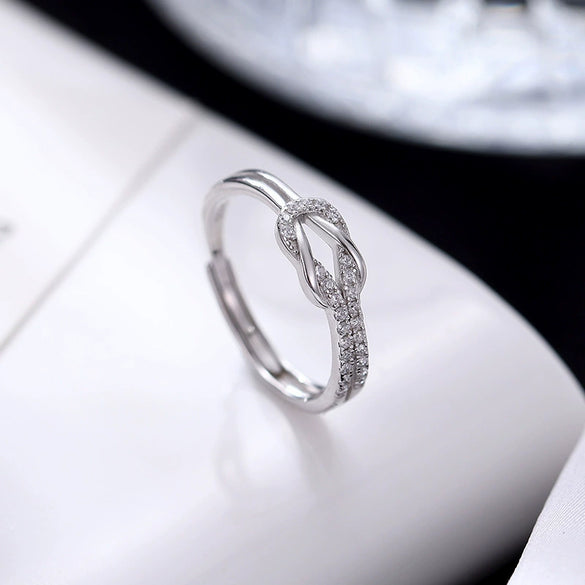 Wholesale Geometric Knotted Ring 925 Sterling Silver With Diamonds