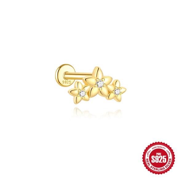 Wholesale Geometric Koi Animal Flat Head Threaded Piercing Ear Jewelry S925 Sterling Silver Environmentally Friendly Electroplated Unisex