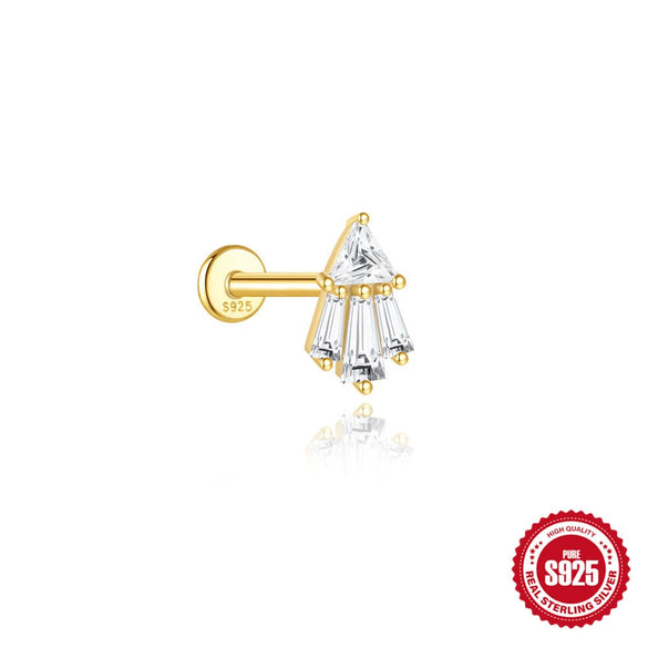 Wholesale Geometric Koi Animal Flat Head Threaded Piercing Ear Jewelry S925 Sterling Silver Environmentally Friendly Electroplated Unisex