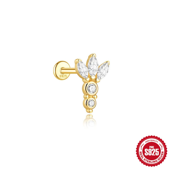 Wholesale Geometric Koi Animal Flat Head Threaded Piercing Ear Jewelry S925 Sterling Silver Environmentally Friendly Electroplated Unisex