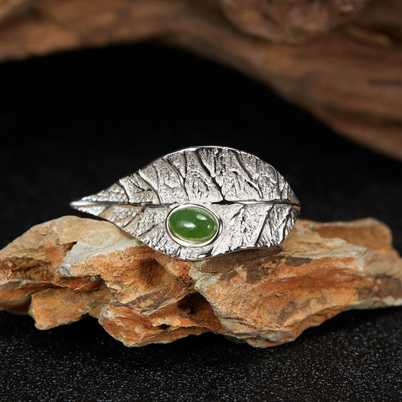 Wholesale Geometric Leaf Design S925 Sterling Silver Ring Set With Gems Unisex