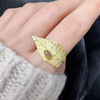 Wholesale Geometric Leaf Design S925 Sterling Silver Ring Set With Gems Unisex