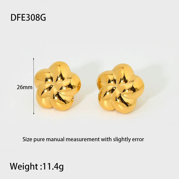 Wholesale Geometric Leaf Stainless Steel 18K Gold Plated Earrings For Women