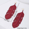 Wholesale Geometric Leaf Texture Electroplated Alloy And Stainless Steel Earrings For Women