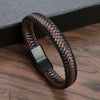 Wholesale Geometric Leather Men's Bracelets With Alloy Magnet Buckles Handwoven And Electroplated In U Shape