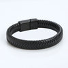 Wholesale Geometric Leather Men's Bracelets With Alloy Magnet Buckles Handwoven And Electroplated In U Shape