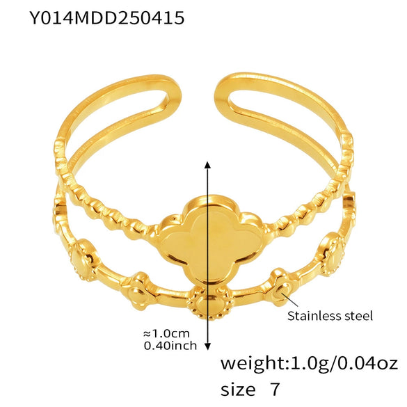 Wholesale Geometric Leaves Love Open Hand Decoration Fashion Ring In Stainless Steel With Electroplating For Women