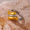 Wholesale Geometric Light Luxury Gold Ring In Titanium Steel With 18K Real Gold Electroplated Treatment