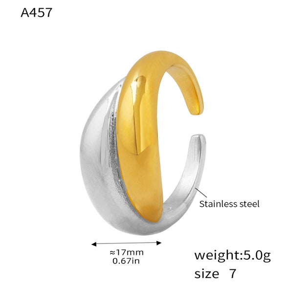 Wholesale Geometric Light Luxury Gold Ring In Titanium Steel With 18K Real Gold Electroplated Treatment