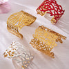 Wholesale Geometric Light Luxury Minimalist Leafshaped Stainless Steel Goldplated Open Bracelet