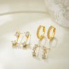 Wholesale Geometric Light Luxury Style Copper Plated Diamond Earrings