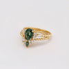 Wholesale Geometric Light Luxury Style Inlaid Zircon S925 Silver Plated 14K Gold Aquagate Twopiece Women's Ring
