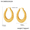 Wholesale Geometric Light Luxury Style Stainless Steel Gold Plated Ferris Wheel And Wheat Grain Earrings For Women